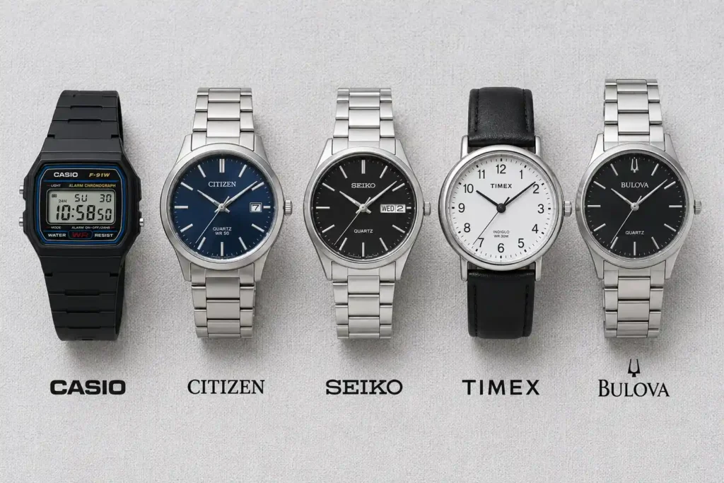 12 Minimalist watch collection flat-lay