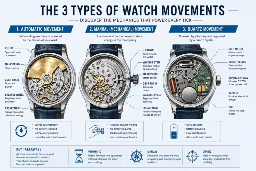 2 The 3 types of watch movements