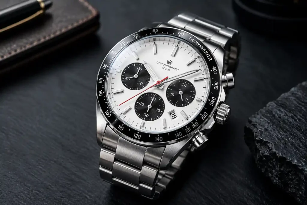 2 Luxury Stainless Steel Chronograph on Slate